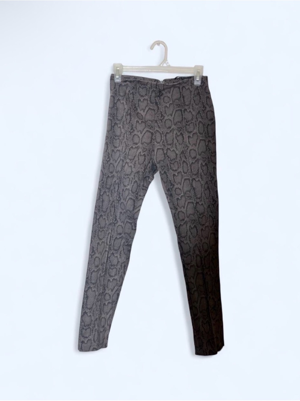 Olivaceous Gray Snake Print Slim Pants Made in USA Ankle Length
